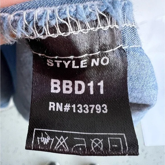 Denim Babydoll Dress Pleated Yoke Button Front Blue Size XL Cotton - Picture 8 of 13